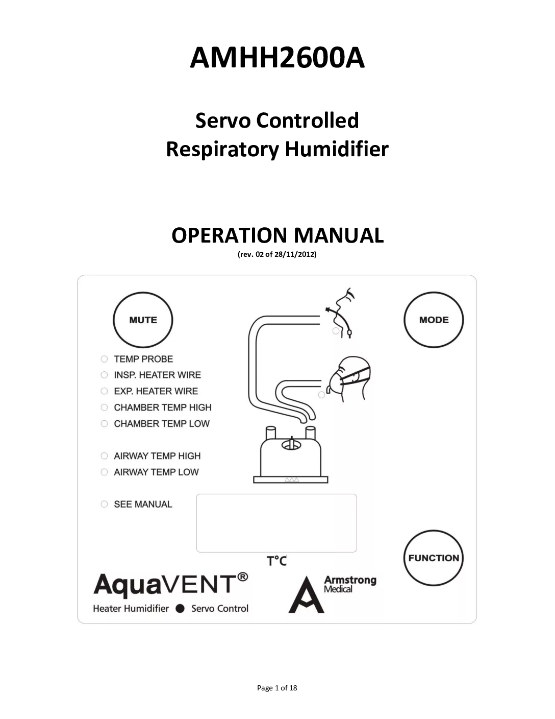 AMHH2600A Operation Manual rev 02 281112 pdf Armstrong Medical | Medical Device Manufacturer