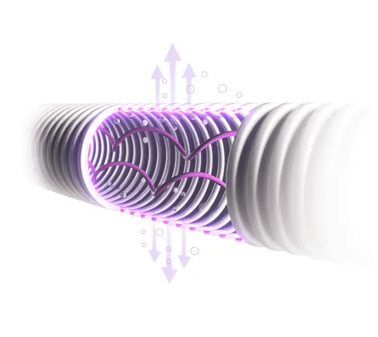 A 3D rendering of the AquaVENT VT Ventilator Circuit expiratory limb